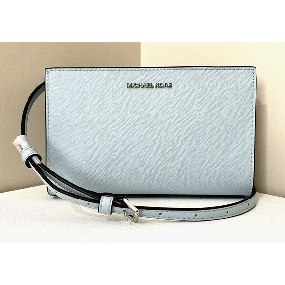 New Michael Kors Sheila Small Vegan Non-Leather Crossbody Bag Vista Blue - Picture 2 of 9